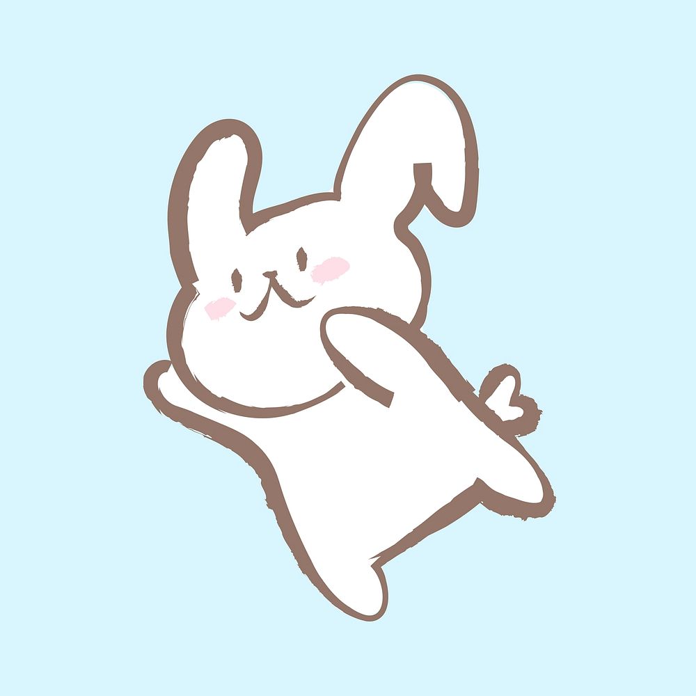 Cute bunny sticker, pastel doodle in aesthetic design vector