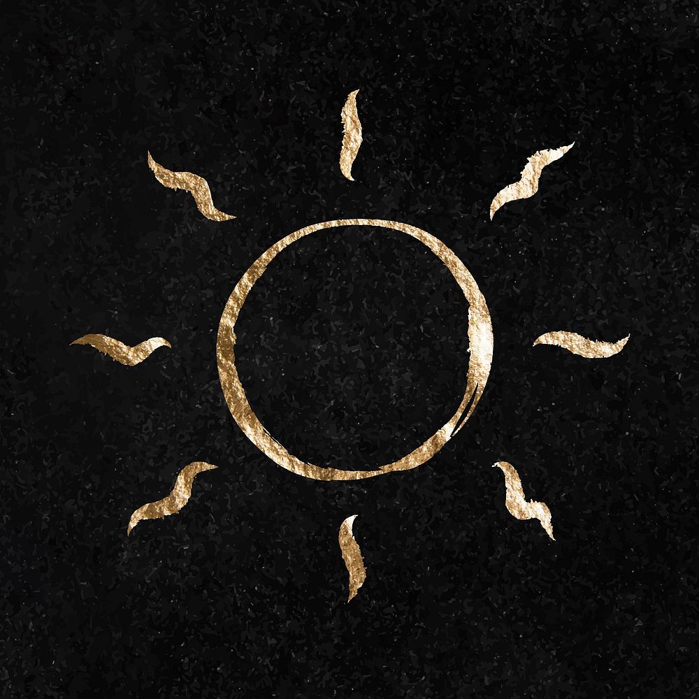 Sun, weather sticker, gold aesthetic illustration vector