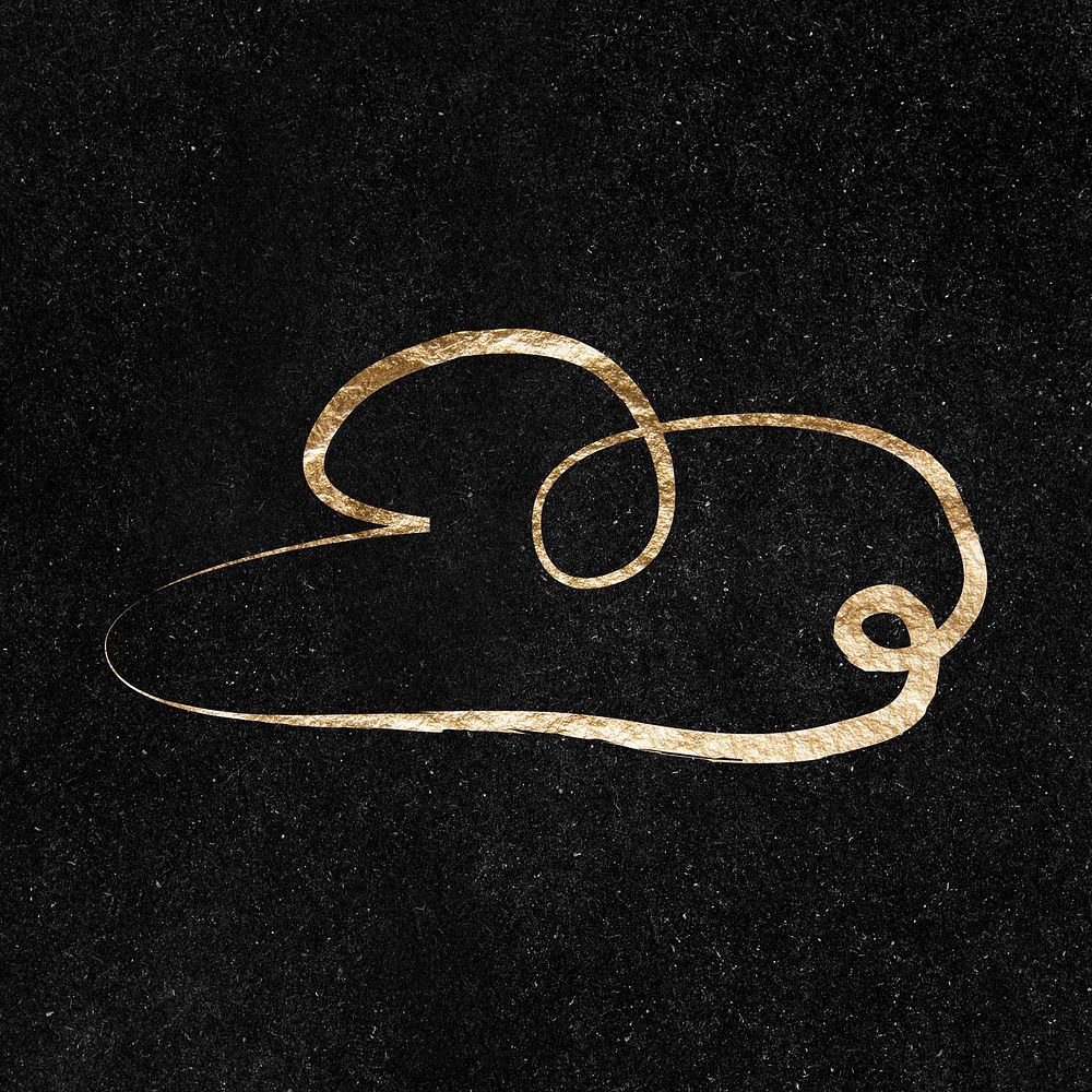 Cloud, weather sticker, gold aesthetic Free PSD Illustration rawpixel