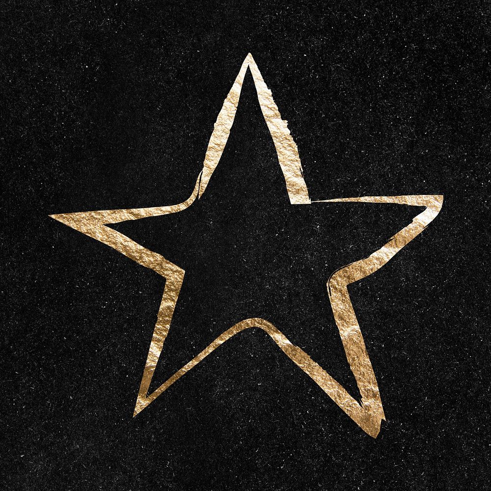 Star shape sticker, gold aesthetic illustration psd