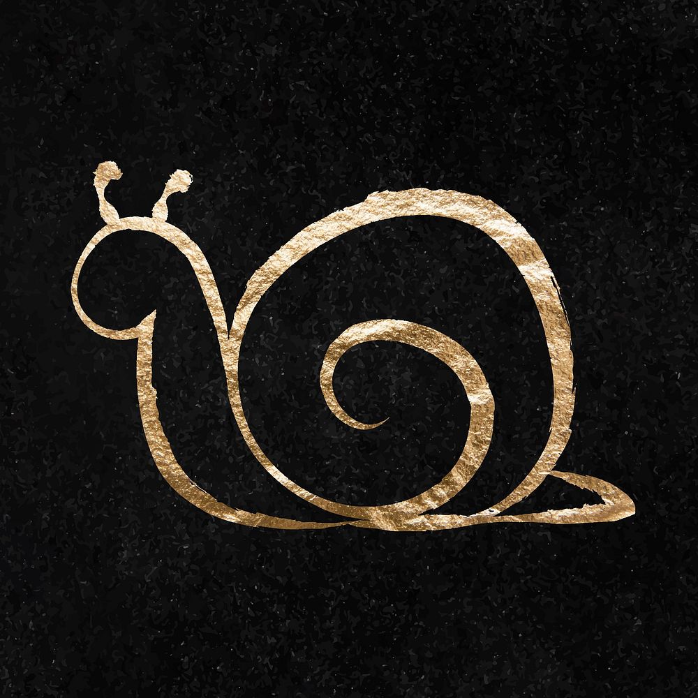 Snail sticker, gold aesthetic illustration vector
