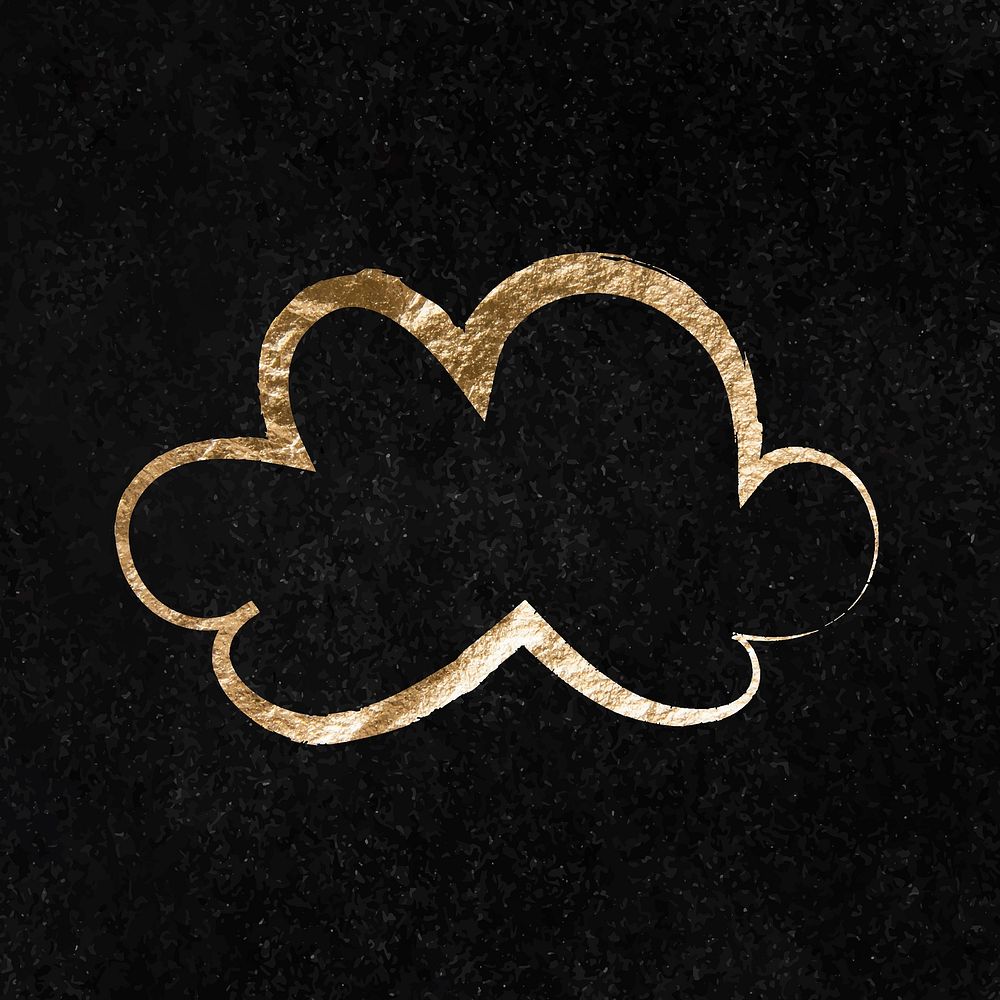 Cloud, weather sticker, gold aesthetic illustration vector