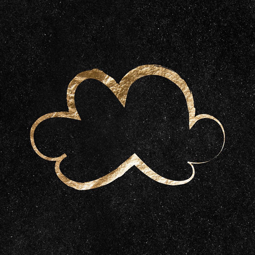 Cloud, weather sticker, gold aesthetic illustration psd
