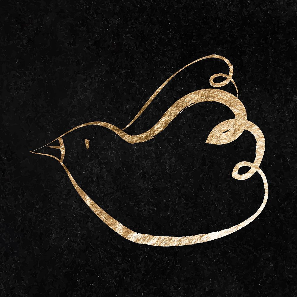 Bird sticker, gold aesthetic illustration vector