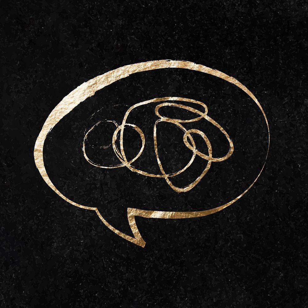 Speech bubble sticker, gold aesthetic illustration vector