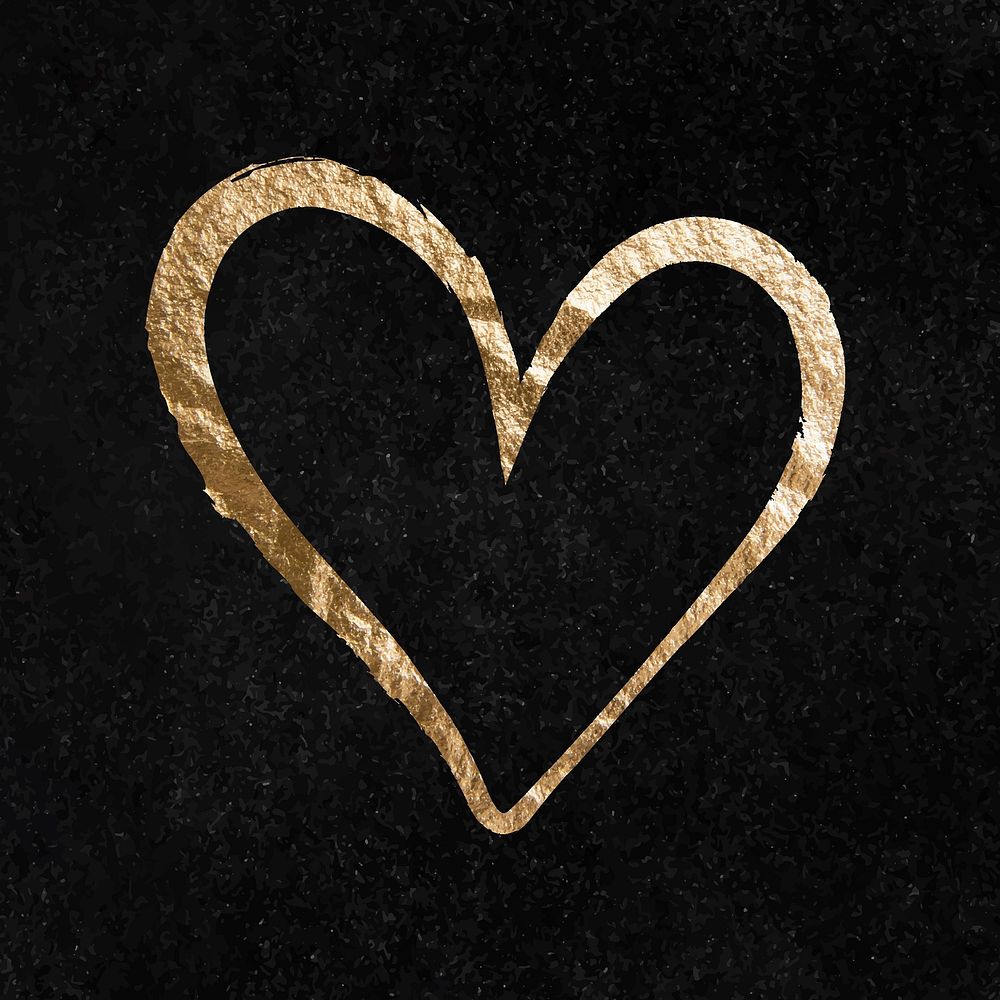 Valentine's heart sticker, gold aesthetic illustration vector