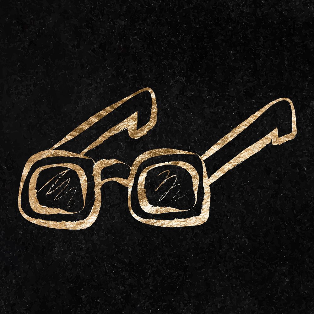 Eyeglasses sticker, gold aesthetic illustration vector