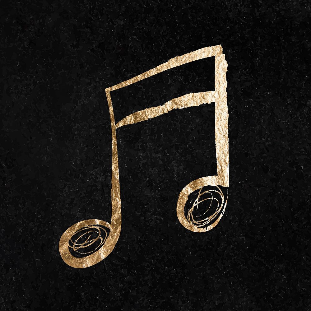 Music note sticker, gold aesthetic illustration vector