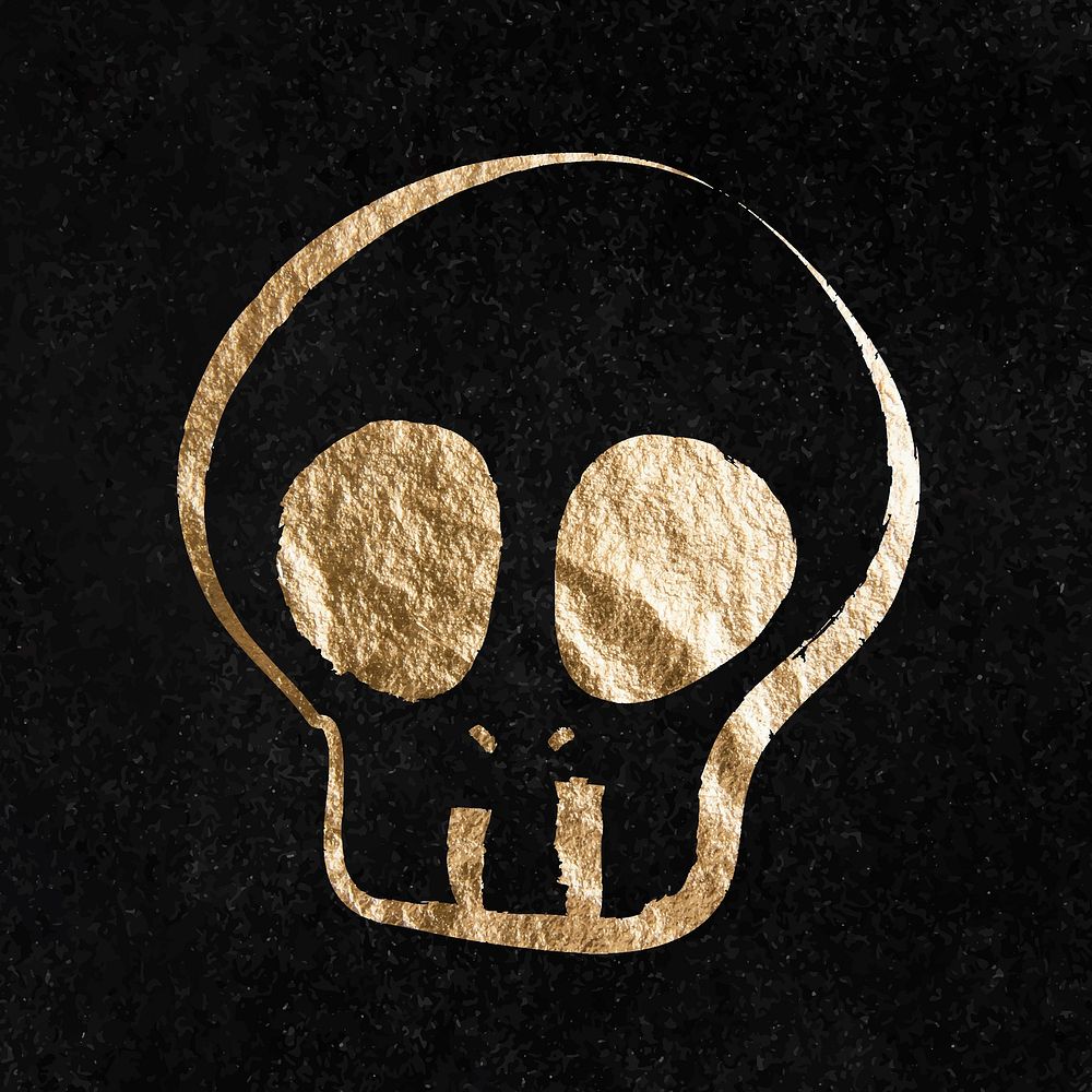 Halloween skull sticker, gold aesthetic illustration vector