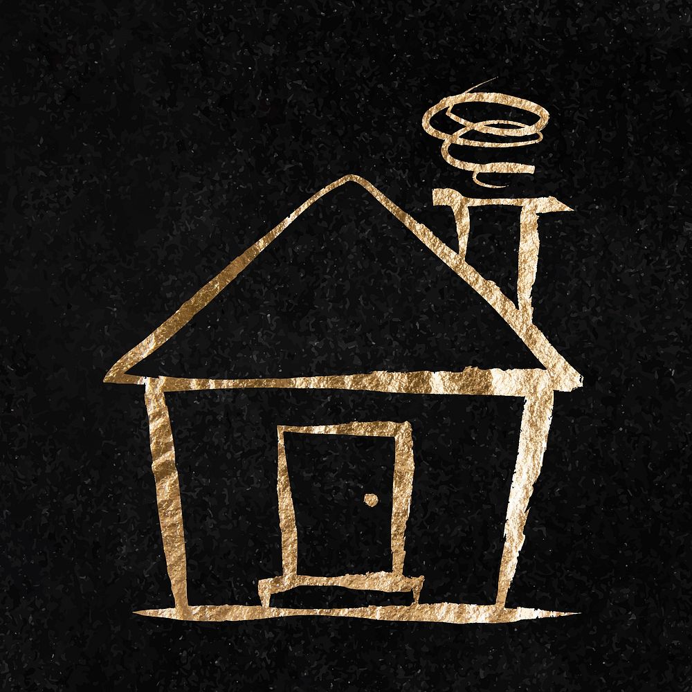 House sticker, gold aesthetic illustration vector