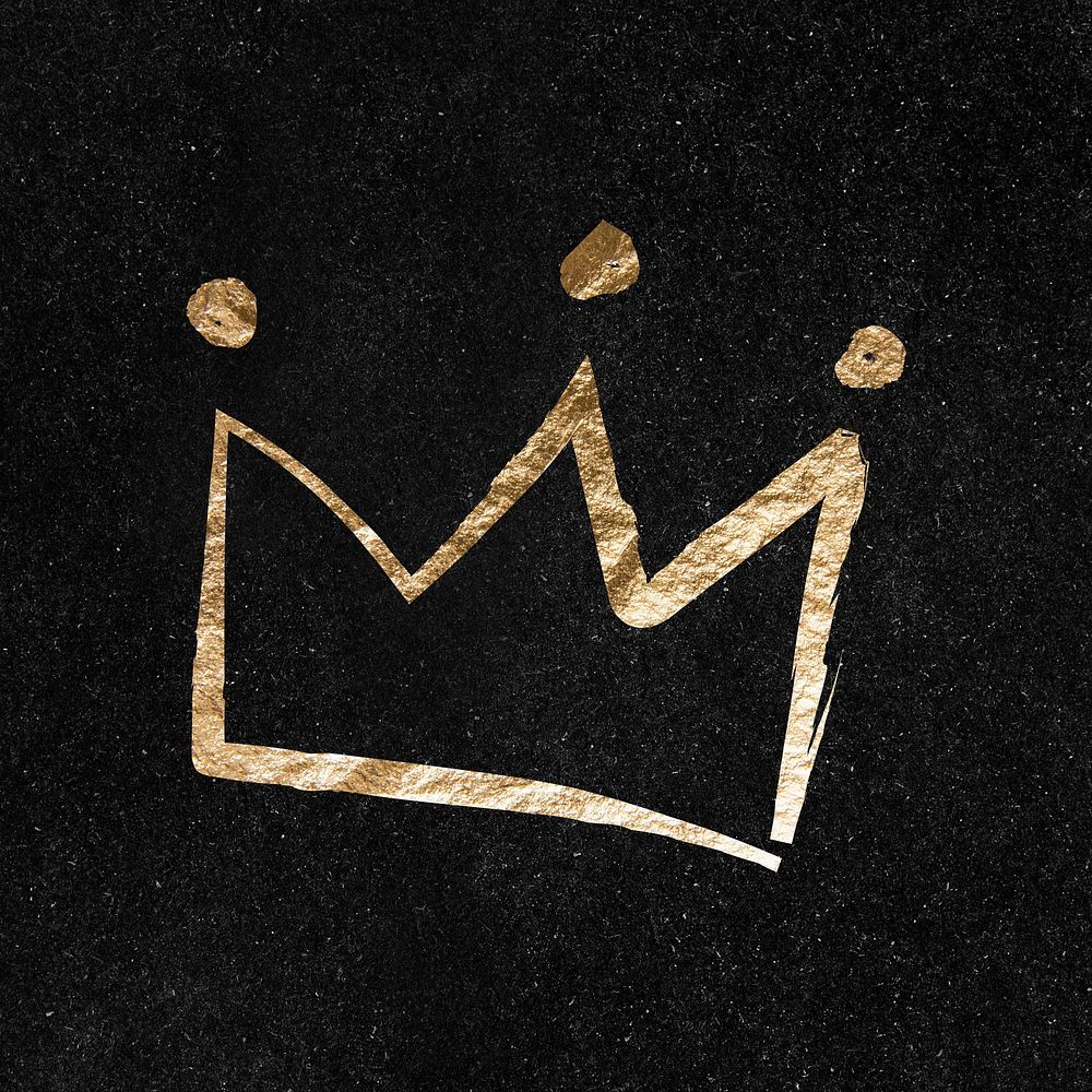 Crown sticker, gold aesthetic illustration psd
