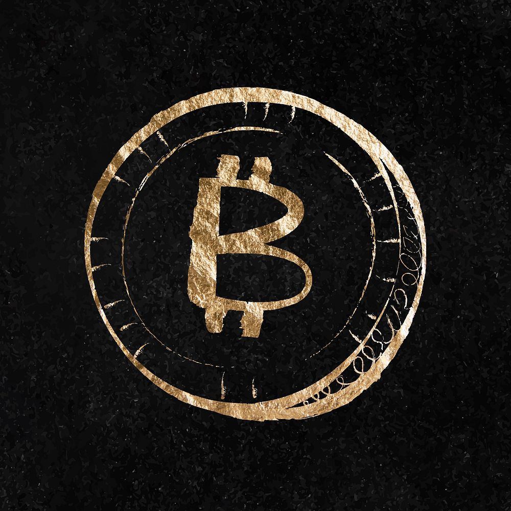 Bitcoin cryptocurrency sticker, gold aesthetic illustration vector