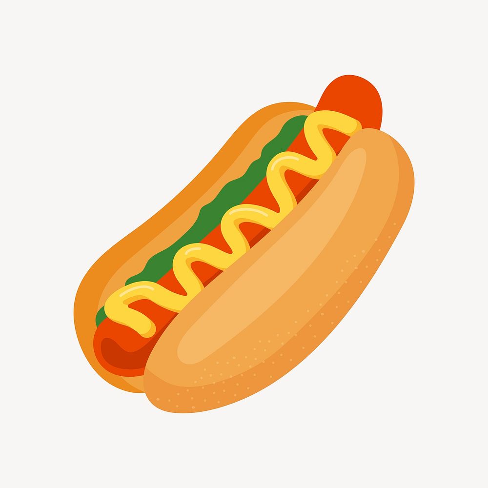 Hotdog, fast food, cute cartoon illustration