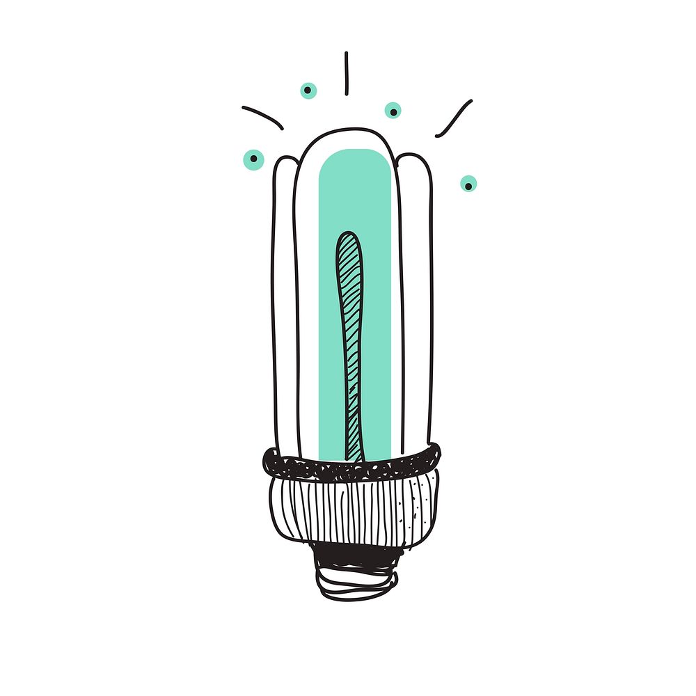 Illustration of lightbulb doodle style