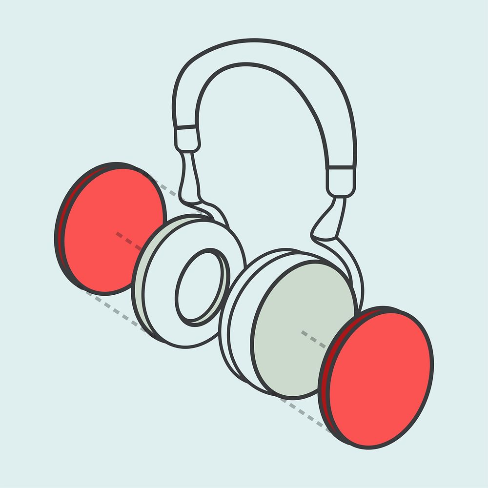 Illustrative headphone digital creative graphic