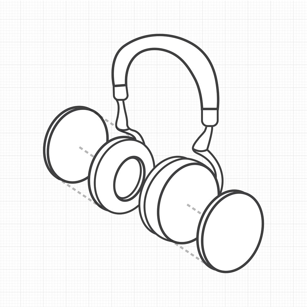 Illustrative headphone digital creative graphic