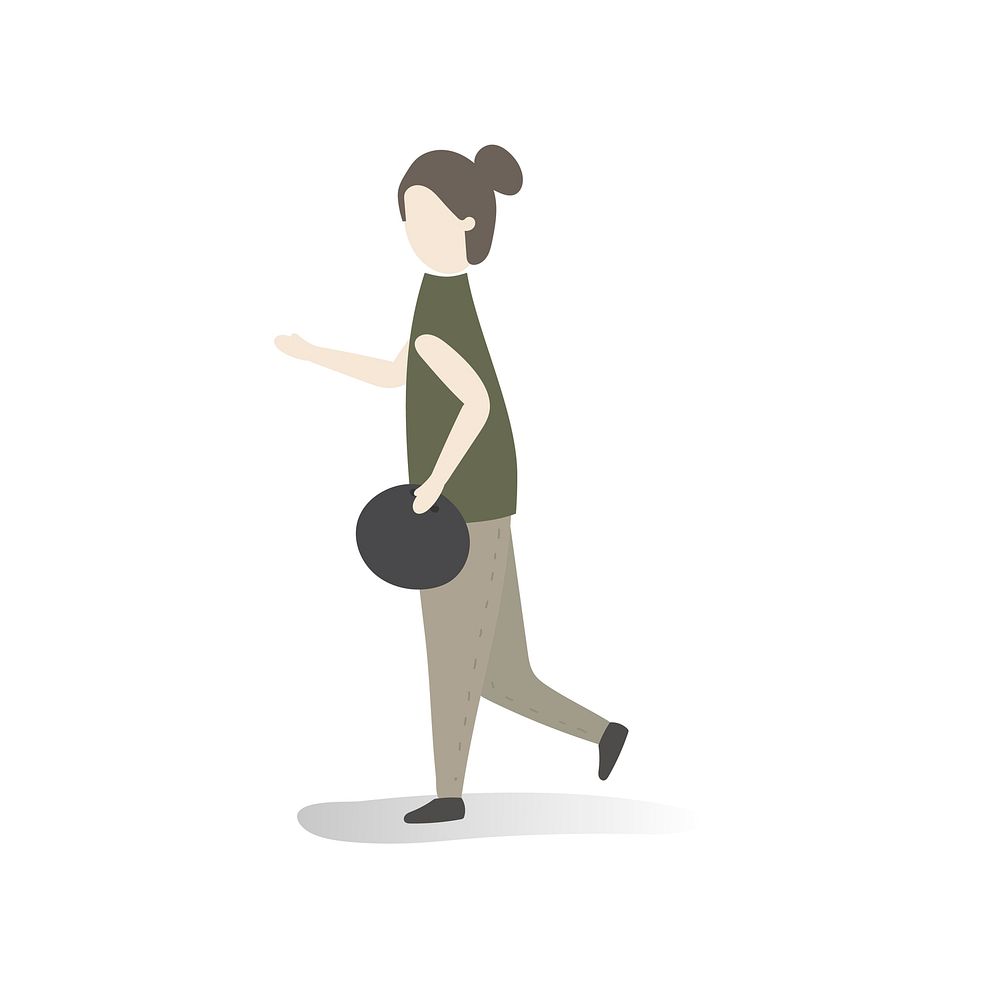 Character illustration of a woman bowling