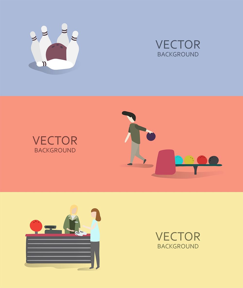 Bowling vector backgrounds collection