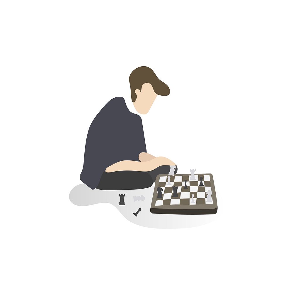 Character illustration of a guy playing chess