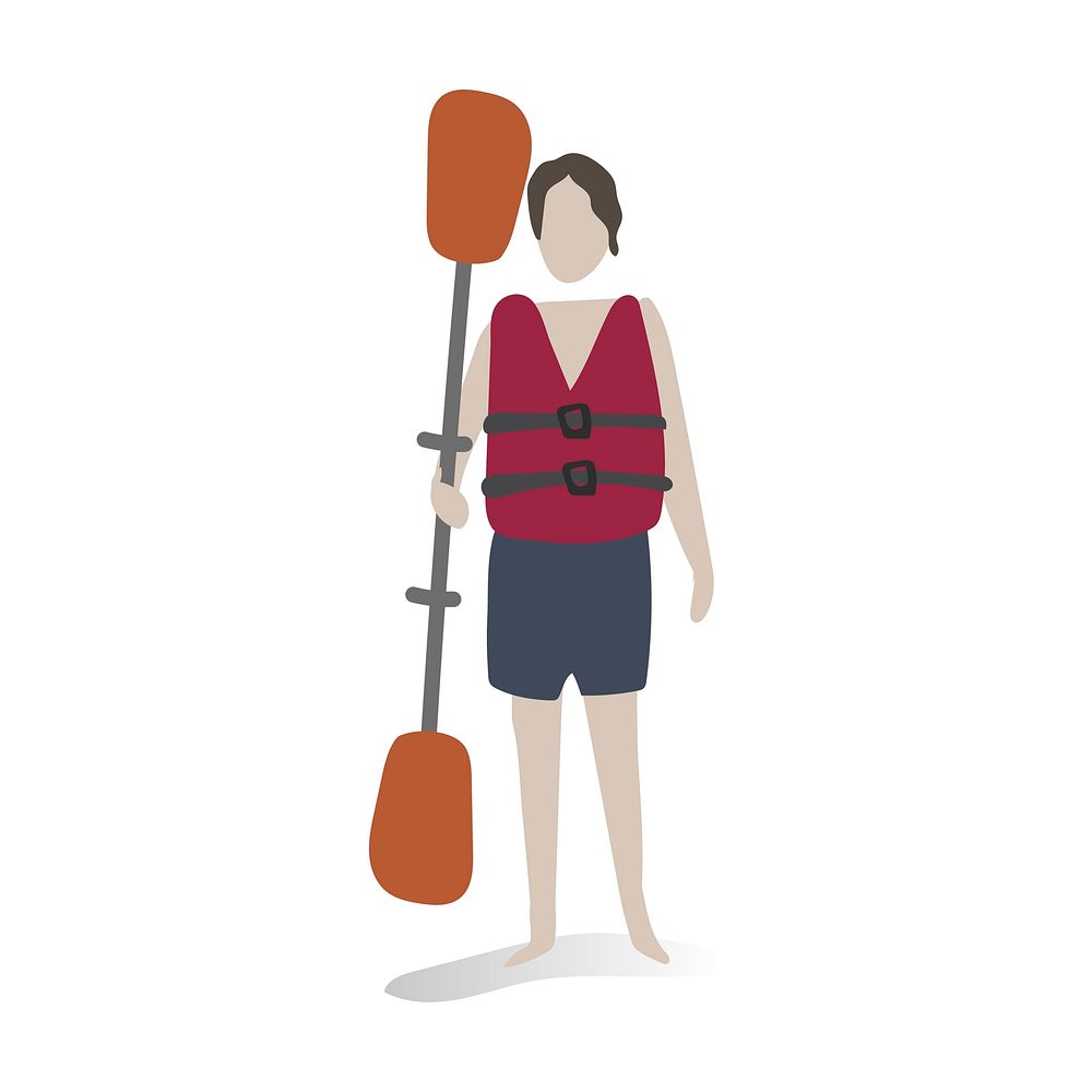 Character illustration of a guy holding a paddle