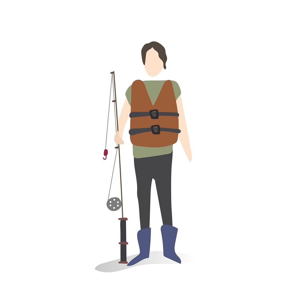 Character illustration of a guy holding a fishing rod
