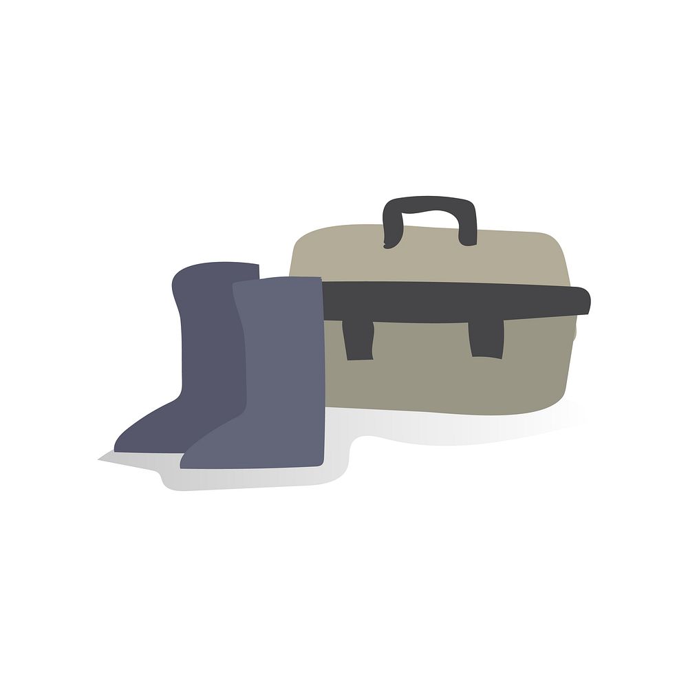 Illustration of shoes and toolbox