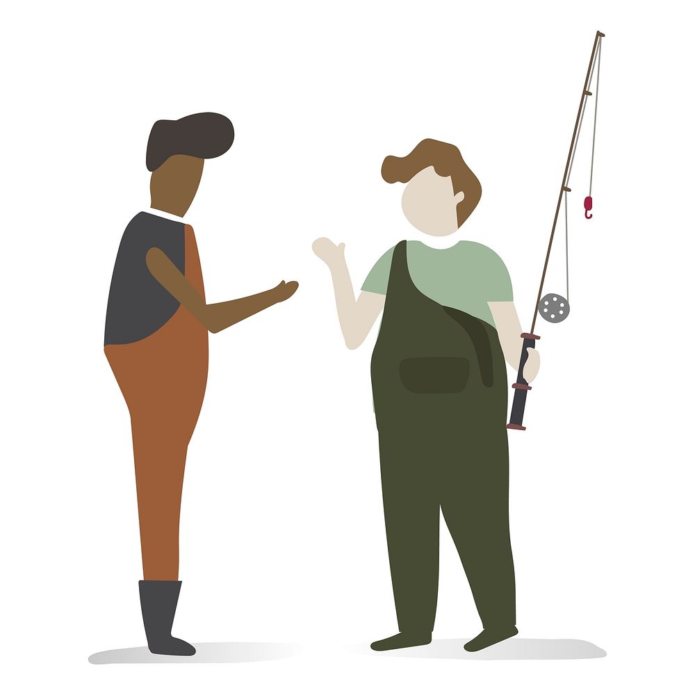 Character illustration of fishermen friends talking