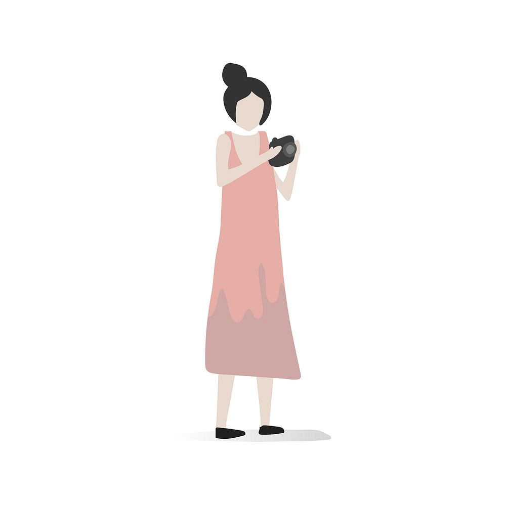 Character illustration of a woman with her camera