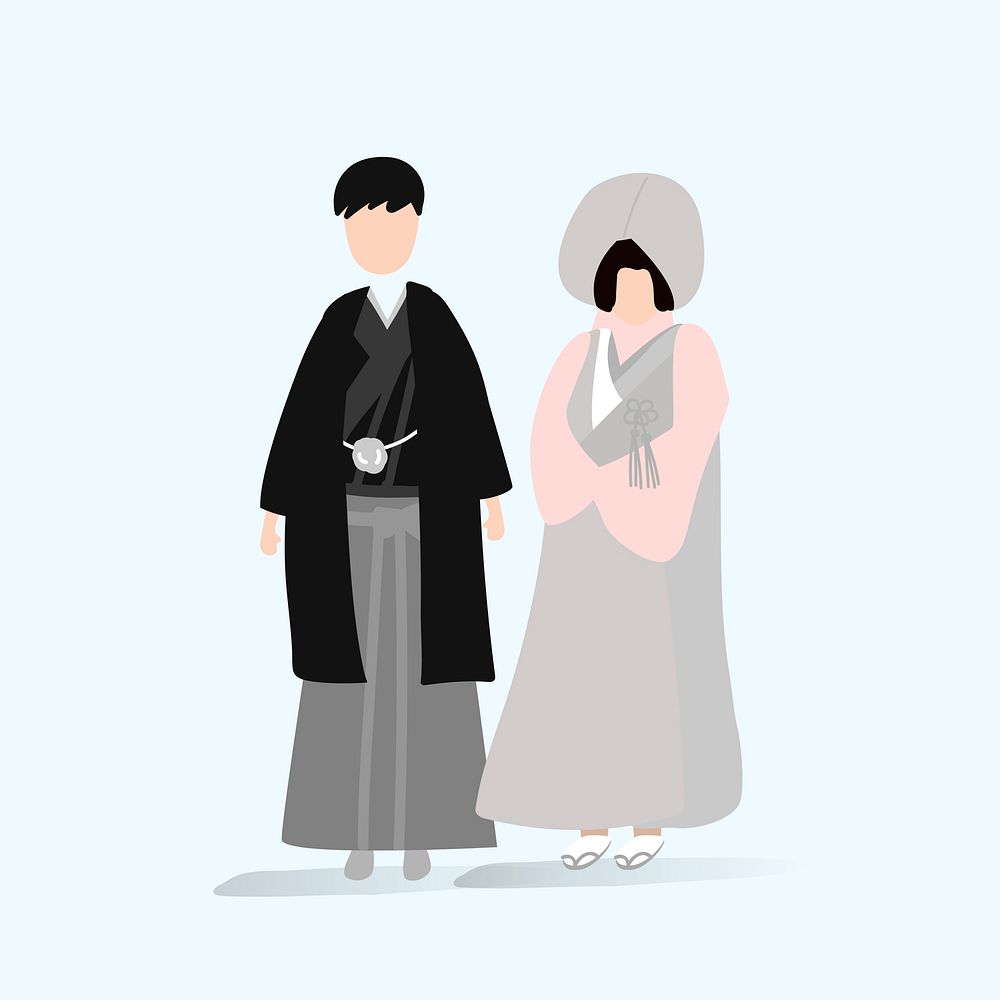 Japanese traditional wedding dress vector