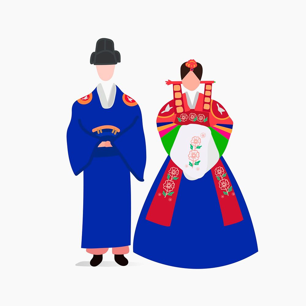 South Korean traditional wedding dress vector