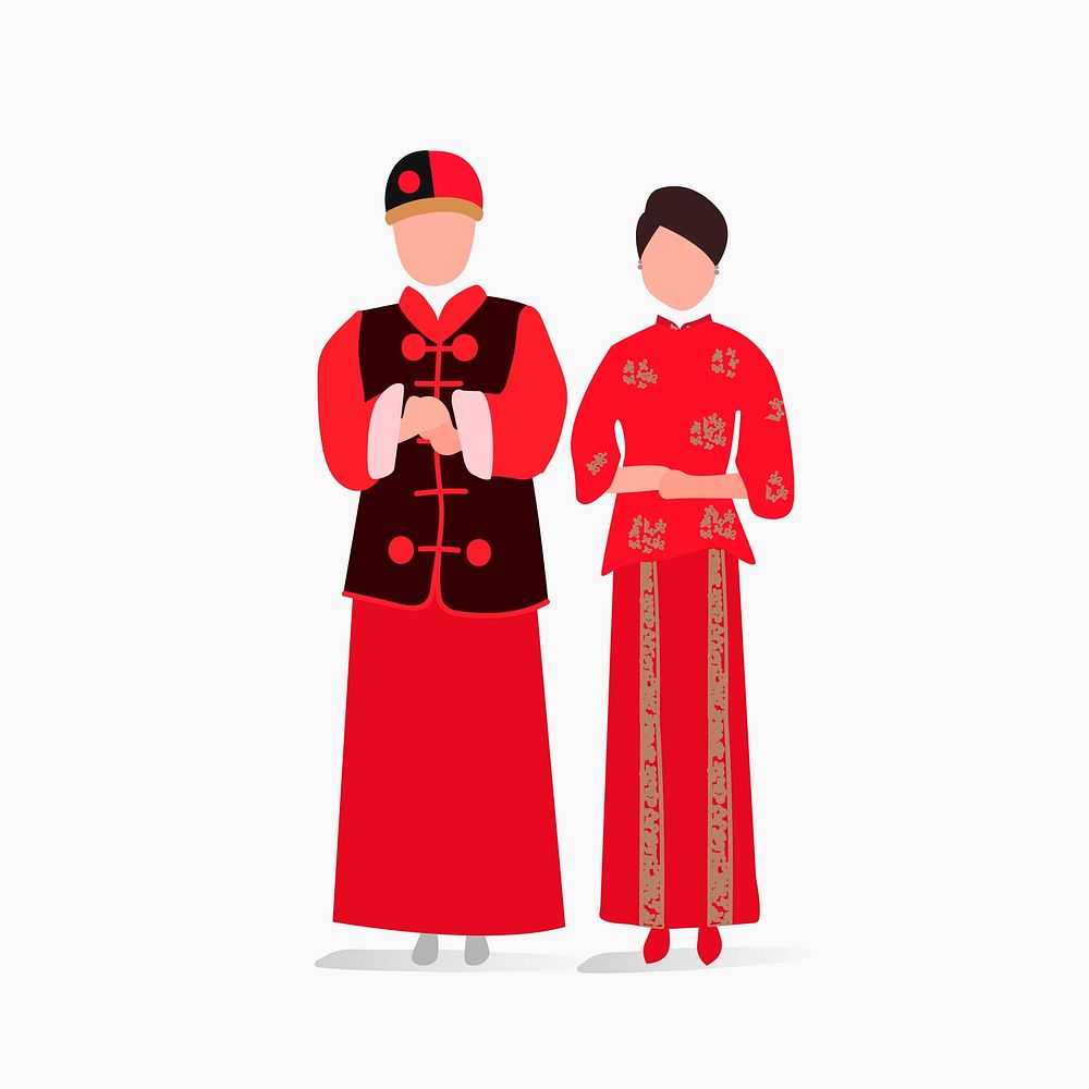 Chinese traditional wedding dress vector