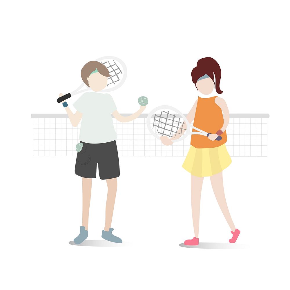 Character illustration of tennis players
