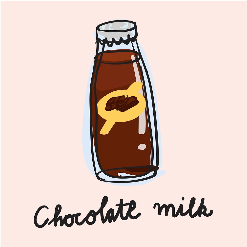 Illustration drawing style of chocolate milk