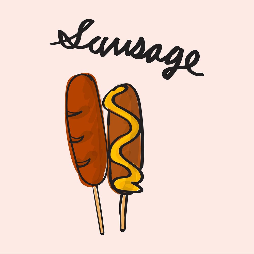 Illustration drawing style of hot dog