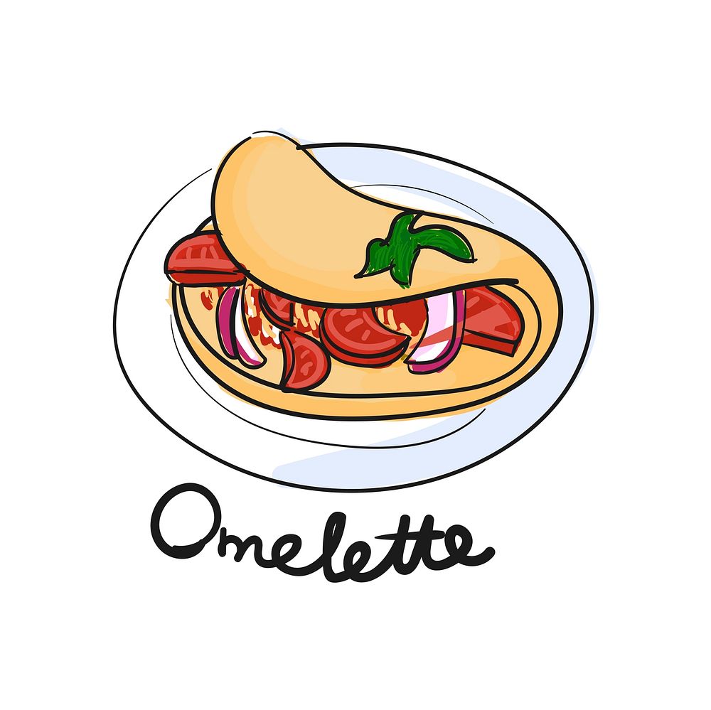 Illustration drawing style of omelette