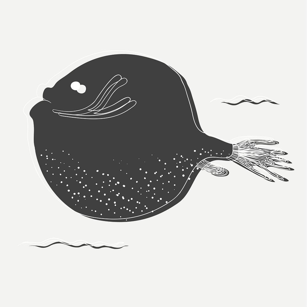 Round fish drawing vector