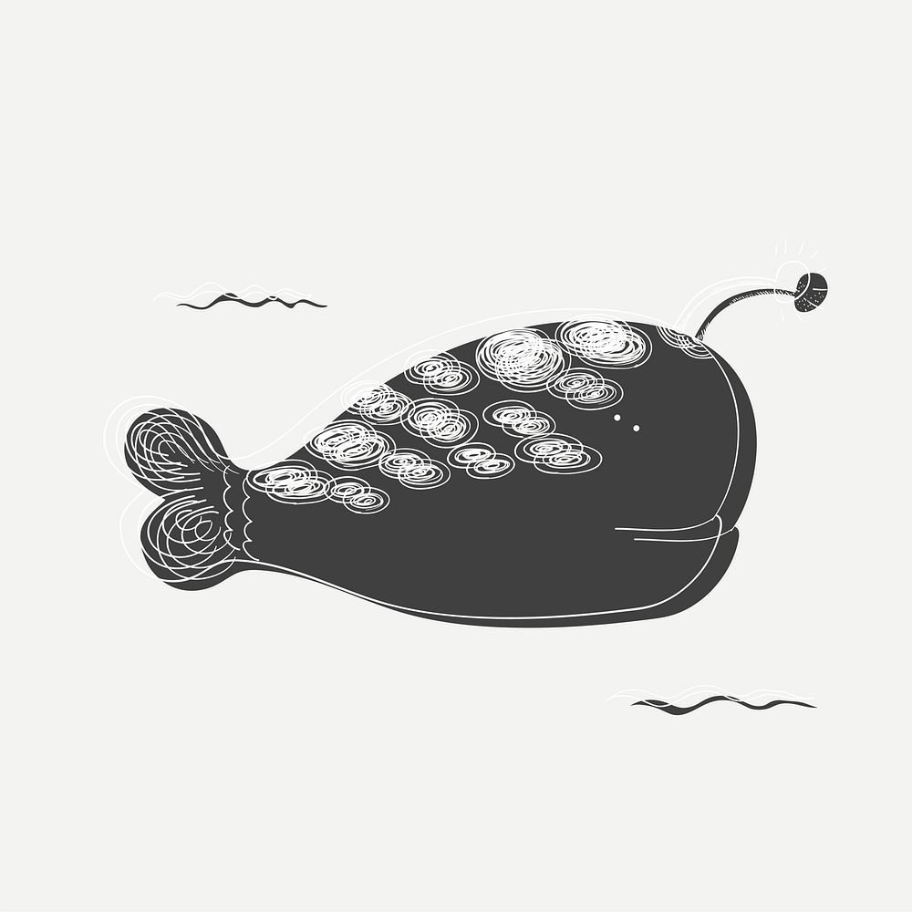 Fantasy whale drawing vector
