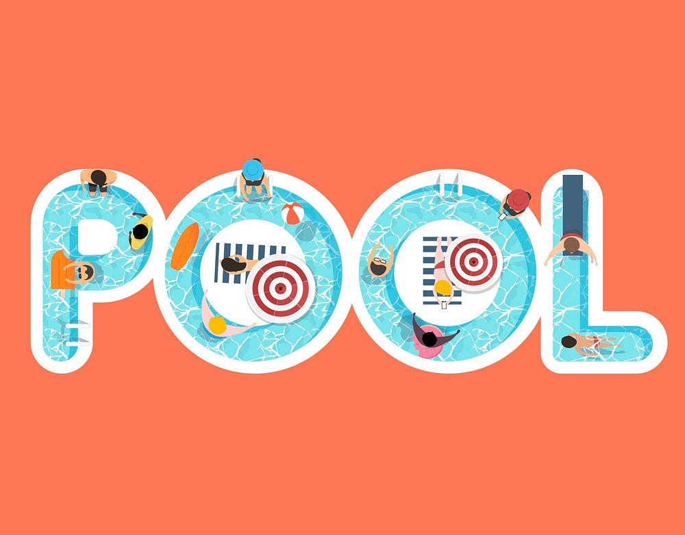 Vector of summer feel design with the word Pool