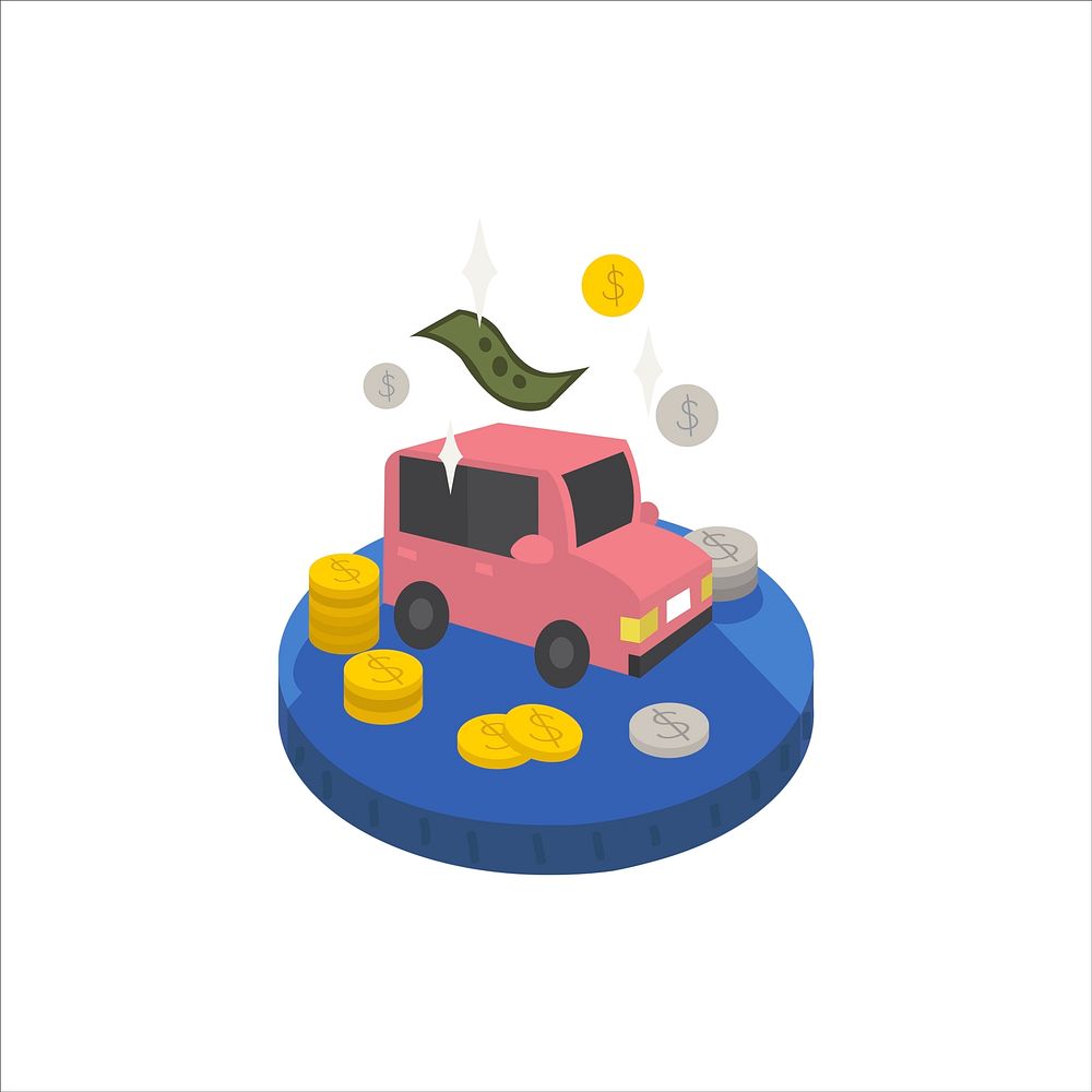 Illustration of a car and cash icon
