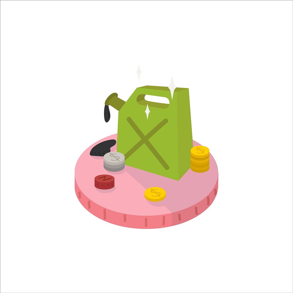 Illustration of a fuel container and coins icon