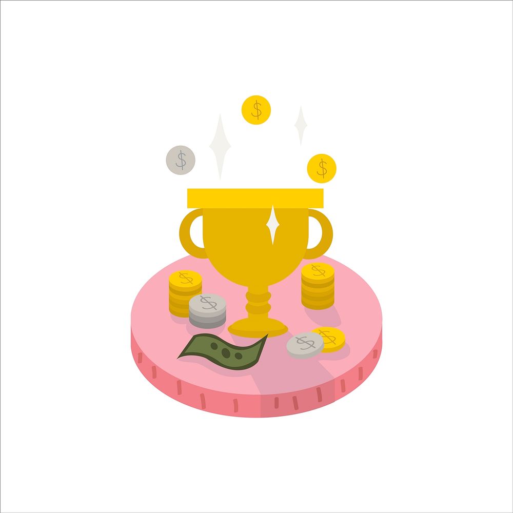 Illustration of a trophy and cash