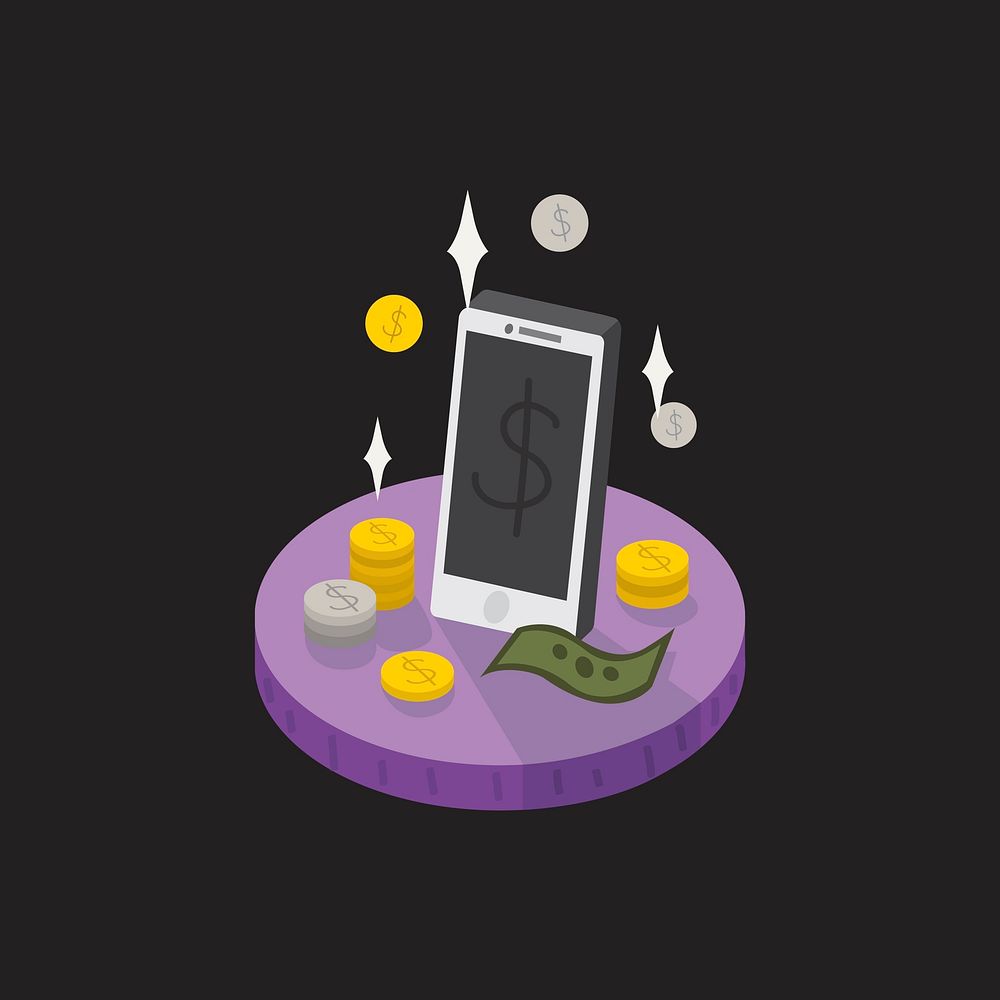 Illustration of money and a mobile phone