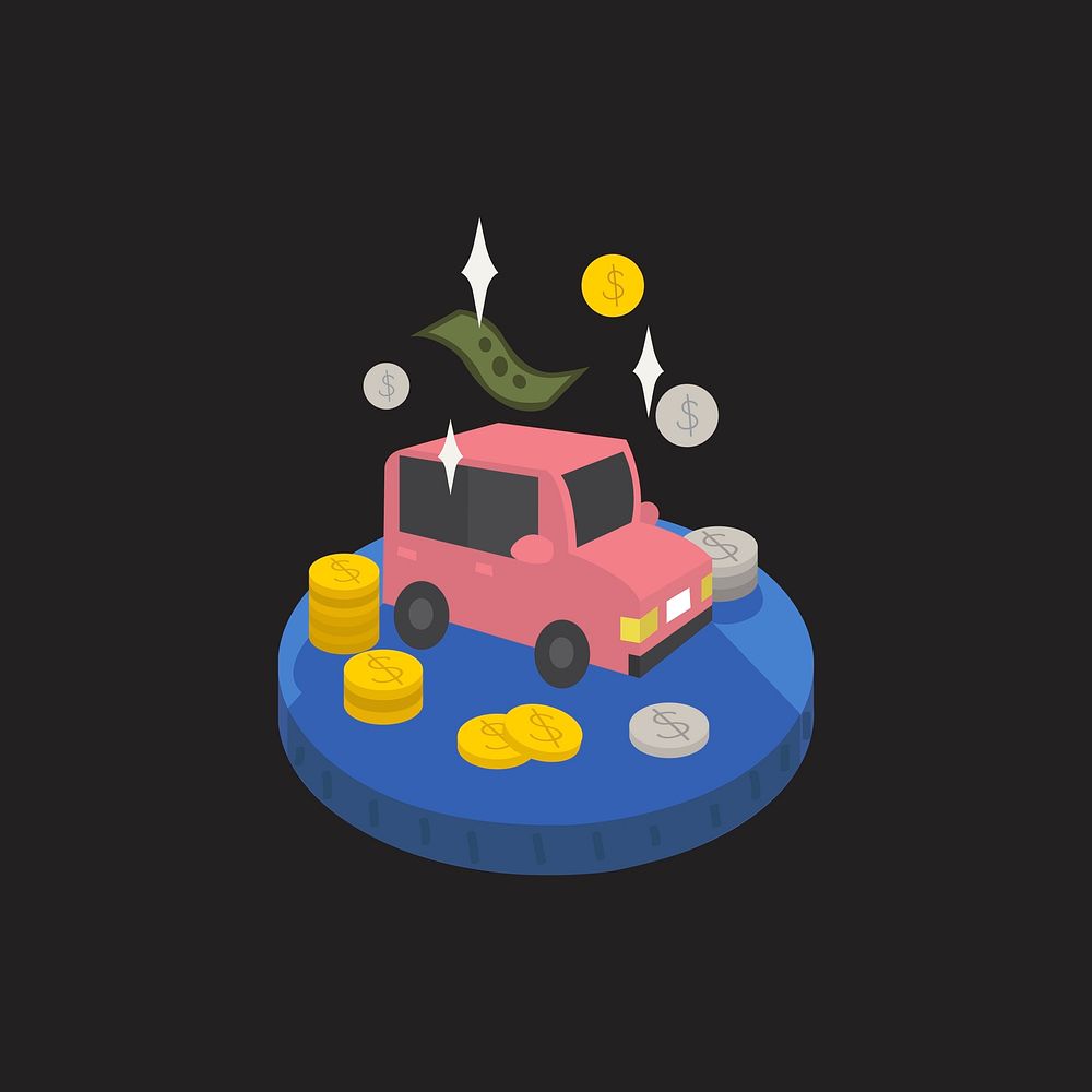 Illustration of money and a car