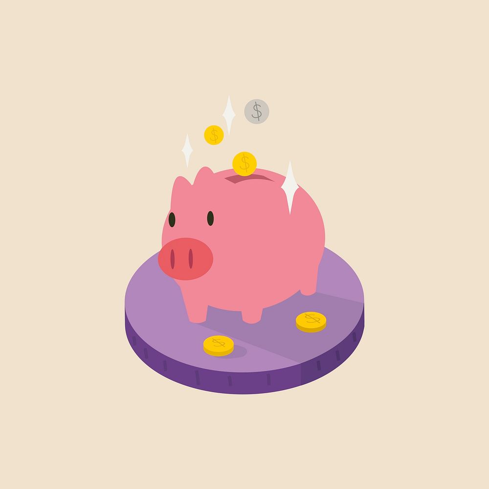 Illustration of money in a piggy bank