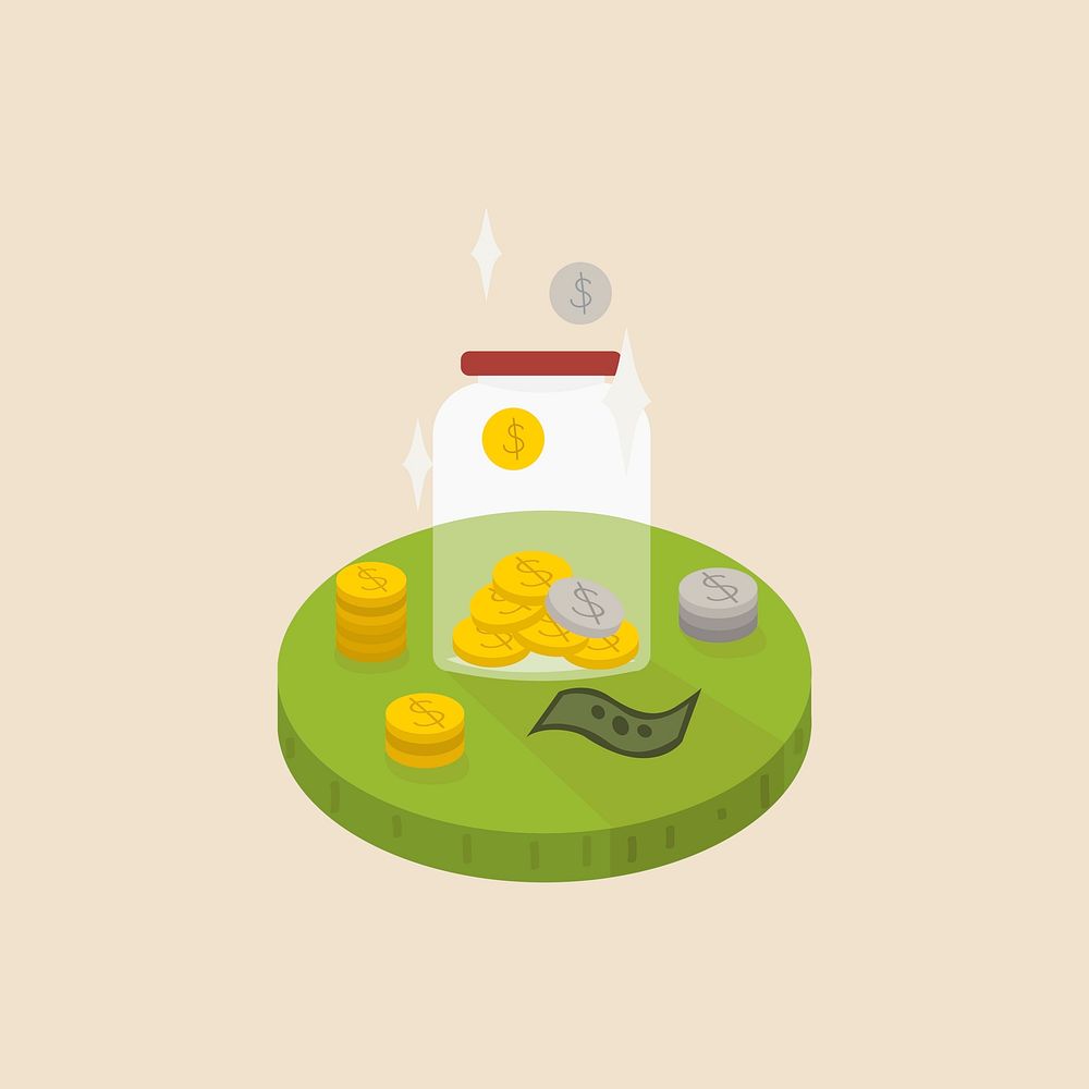 Illustration of money in a jar