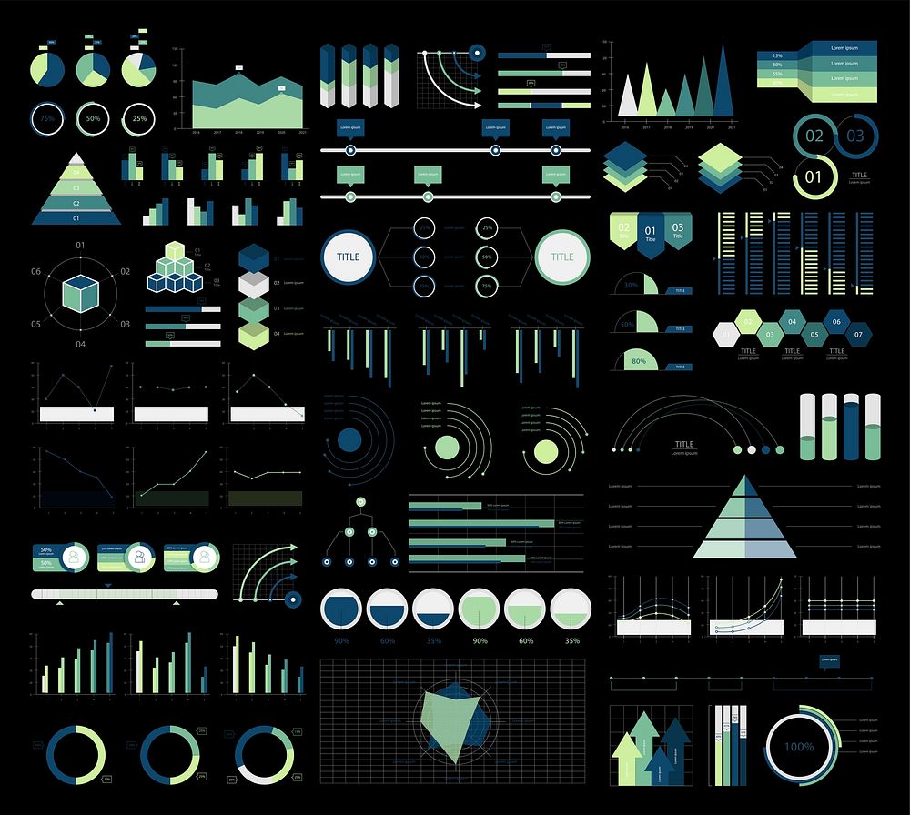 Set of business graphs and charts