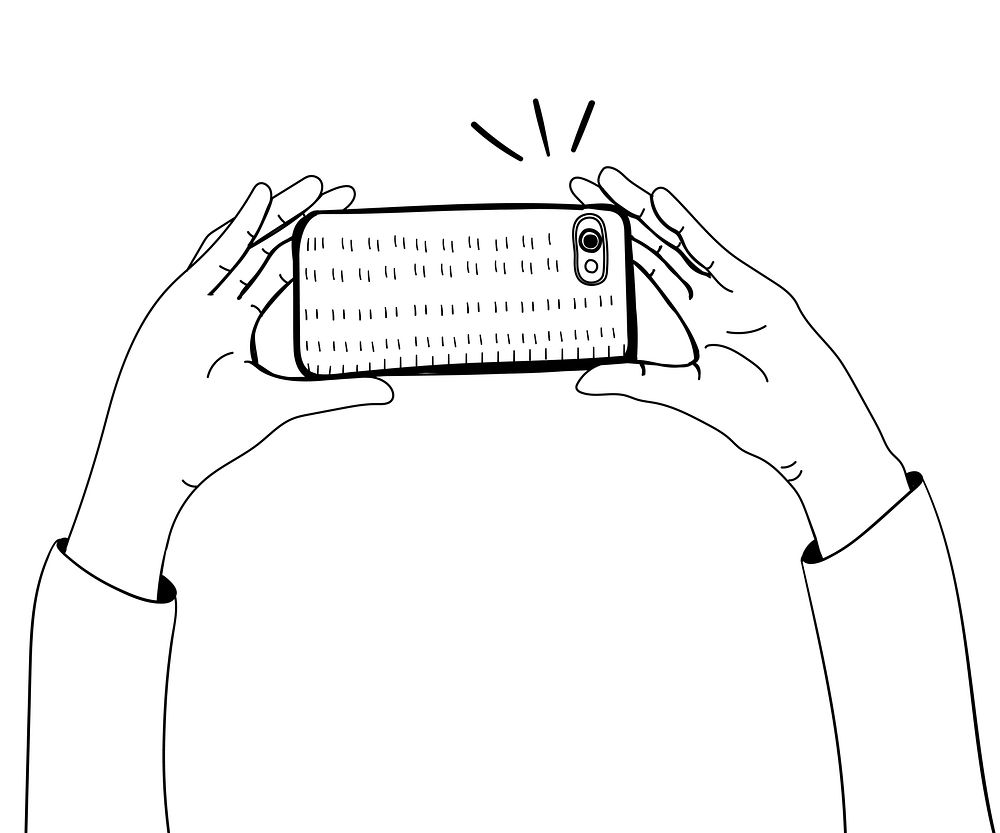 Vector of hands taking photo with smartphone