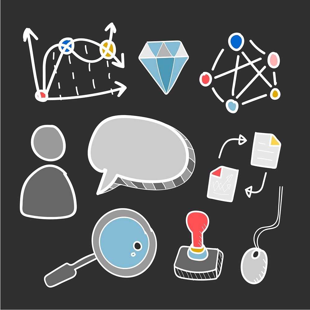 Doodle set of computer network icons