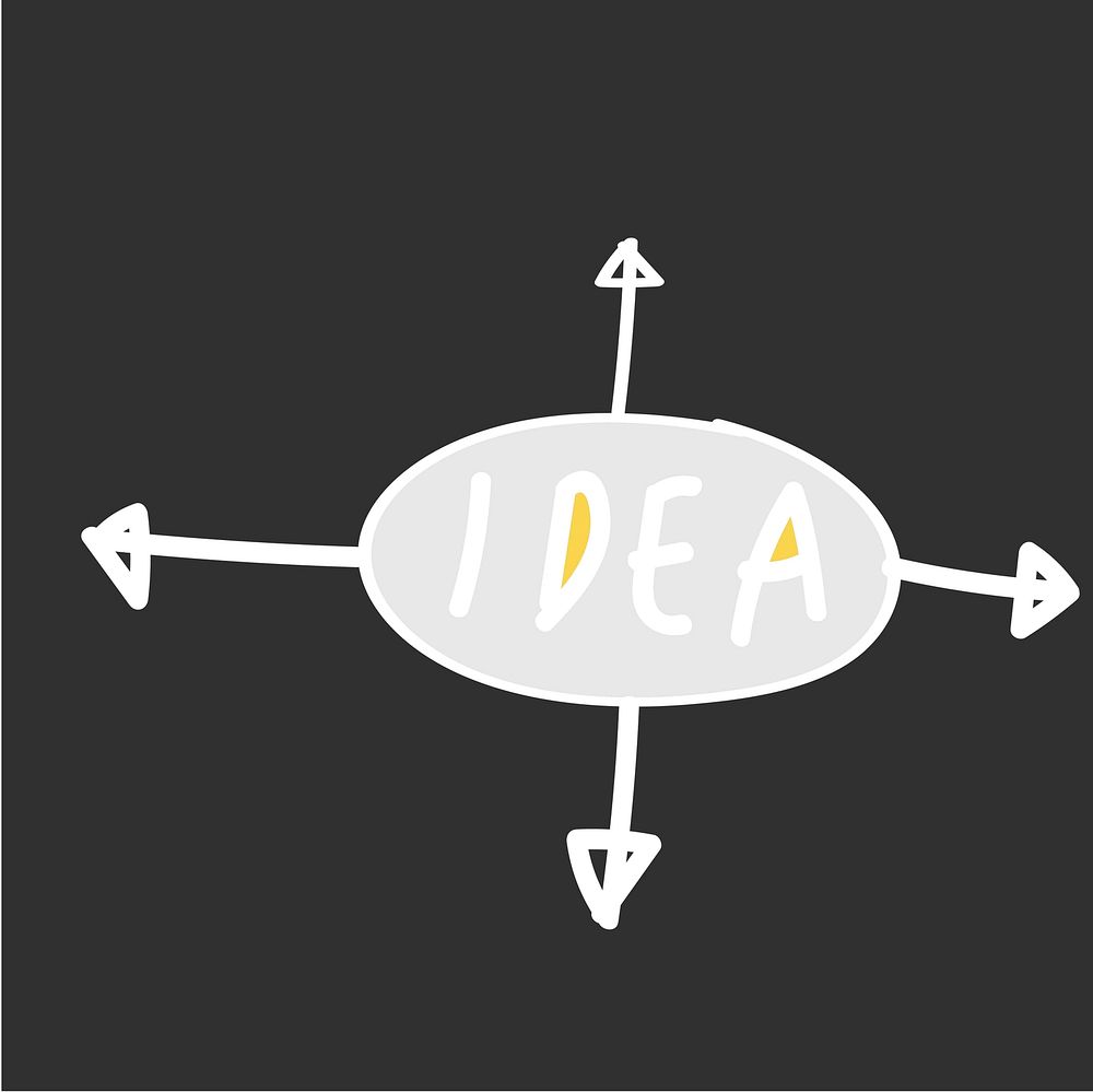 Illustration of idea and arrow vector icon