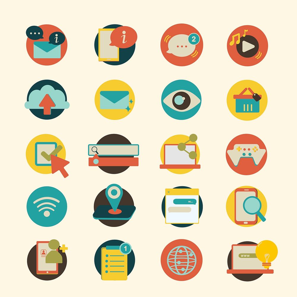Illustration set of social network icons